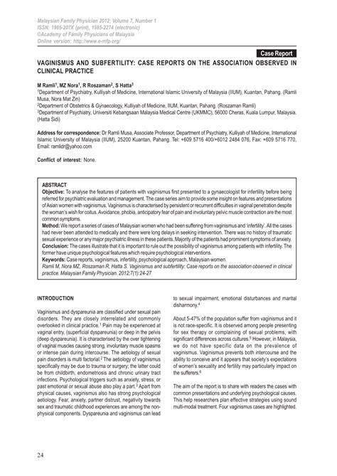VAGINISMUS AND SUBFERTILITY: CASE REPORTS ON THE .